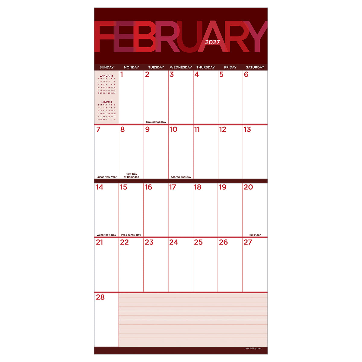 2027 BIG PRINT WALL CALENDAR