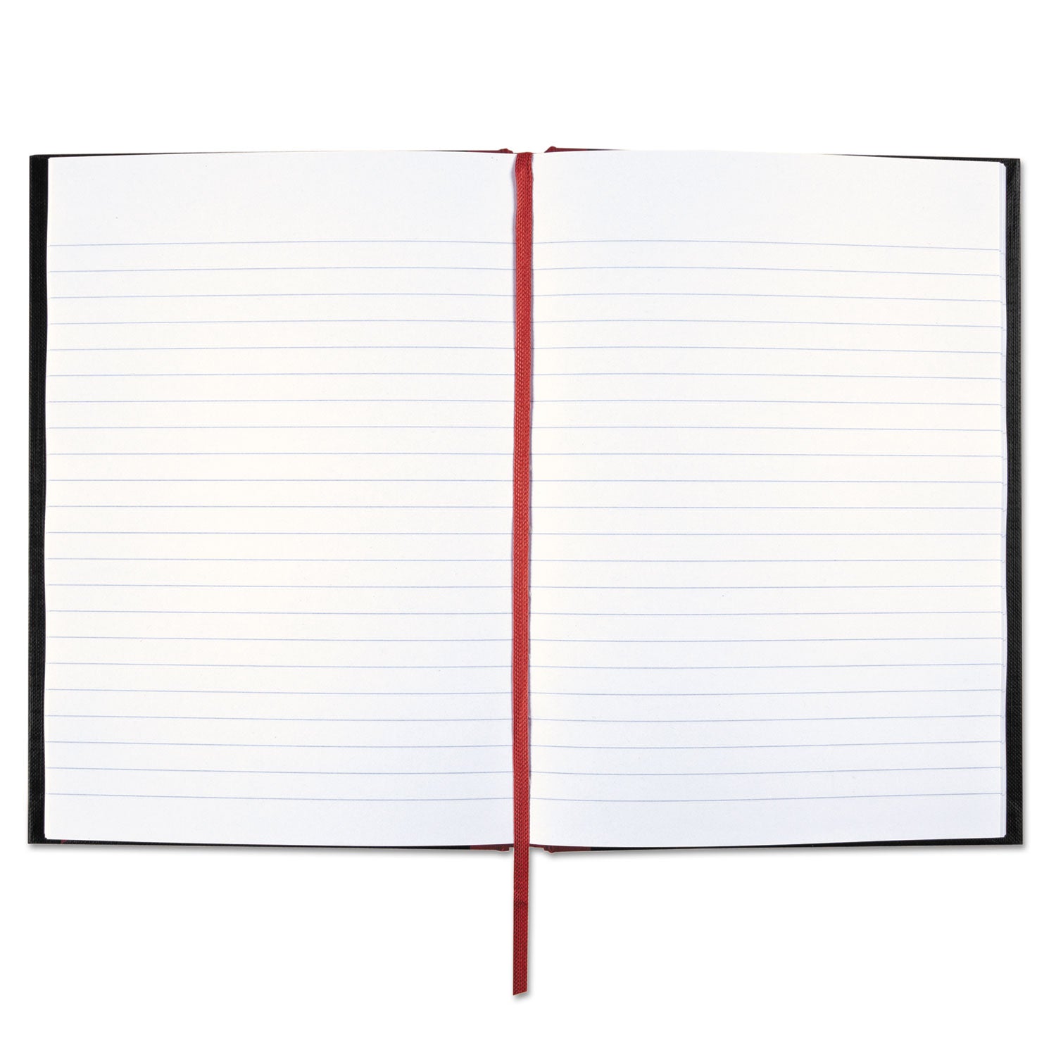 96 Sheets - Sewn - 24 lb Basis Weight - A5 - 5 5/8" x 8 1/4" Sheet Size - White Paper - Red Binding - Black Cover - Ribbon Marker, Hard Cover - 1 Each