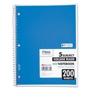 200 Sheets - Spiral - College Ruled Front Ruling - Letter - 8 1/2" x 11" Sheet Size - White Paper - Assorted Cover - Back Board, Heavyweight - 1 Each