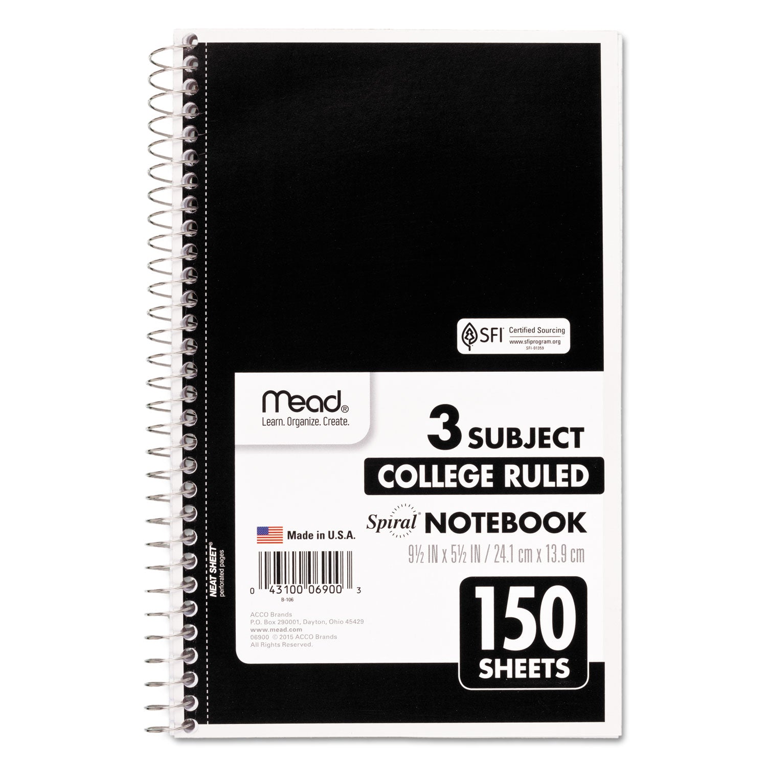 150 Sheets - Spiral - College Ruled Front Ruling - 5 1/2" x 9" Sheet Size - Assorted Paper - Heavyweight Cover - Back Board - 1 Each