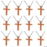 Wooden Cross Necklaces - 12 Pieces
