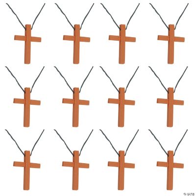 Wooden Cross Necklaces - 12 Pieces