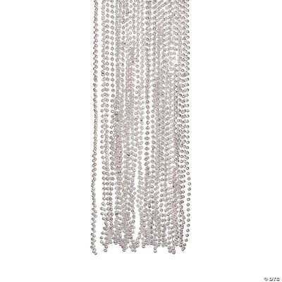 Silver Metallic Beads Necklace - 48 Pieces