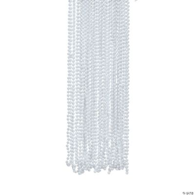 Glossy Finish White Beads Necklace - 48 Pieces