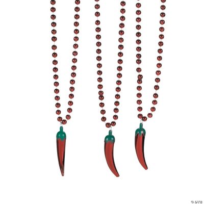 Metallic Chili Pepper Beaded Necklace - 24 Pieces