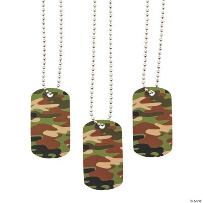 Camouflage Dog Tag Necklaces - 48 Pieces