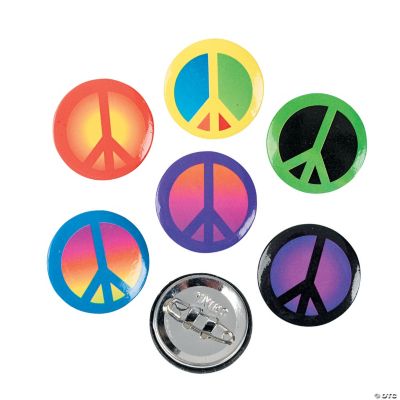 Peace Sign Mini Buttons - 48 Pieces