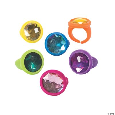 Rubber Jewel Rings - 24 Pieces