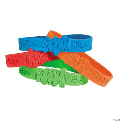 Superhero Saying Rubber Bracelets - 24 Pieces