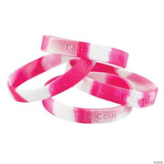 Pink Ribbon Camouflage Silicone Bracelet - 12 Pieces