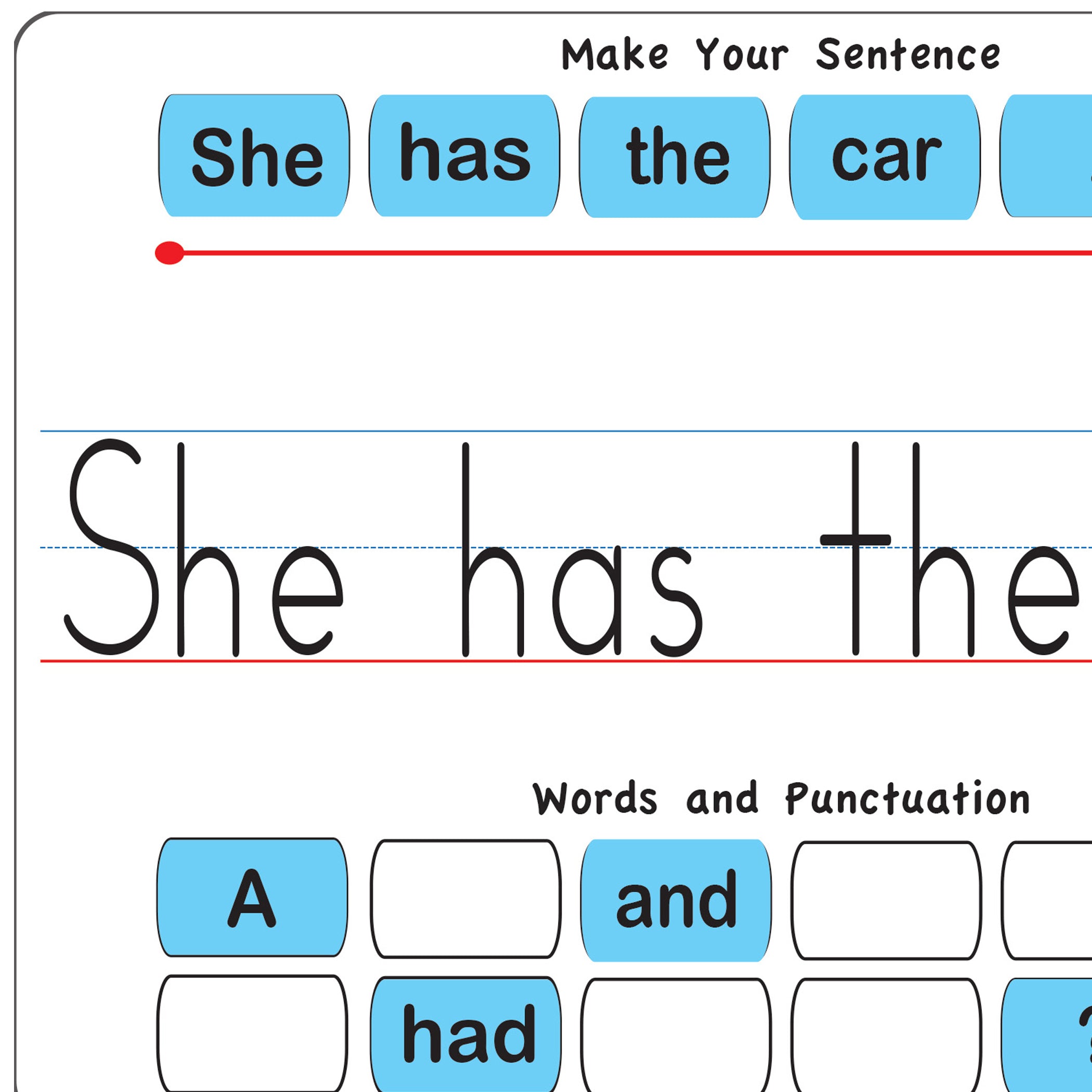 Touch-Stik™ Phonics Tiles & Mat, Sentence Building Set, 100 Tiles