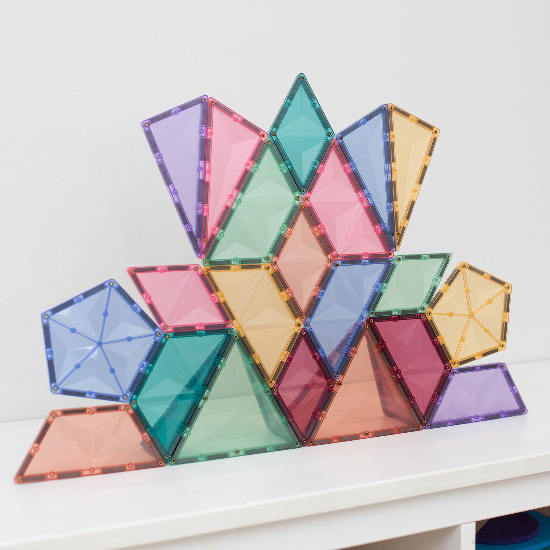 Magnetic Tiles Pastel Shape Expansion Pack, 48 Pieces
