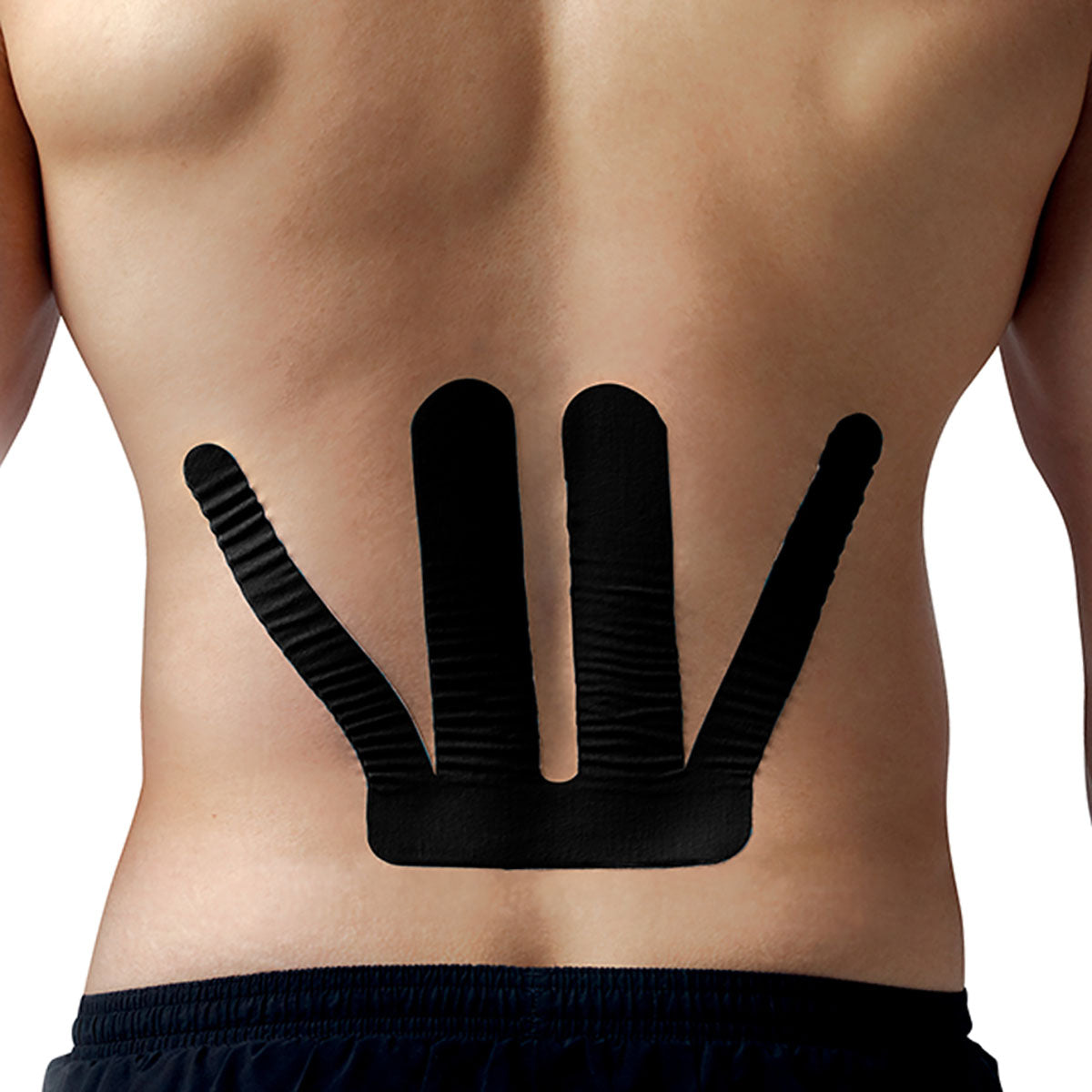 SpiderTech Pro-Cut Kinesiology Tape, Lower Back, Black, Pack of 4