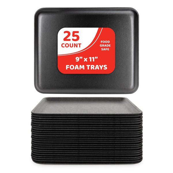 Trays - 25 count, 9"x11" foam, Black