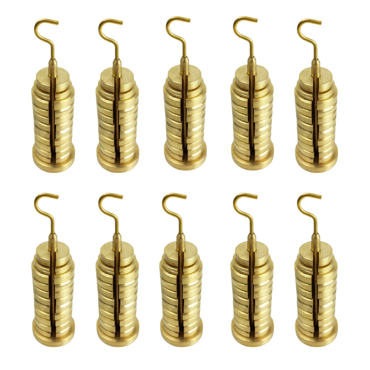 Slotted Weight Set with Hanger, Brass, Twelve Piece, Pack of 10