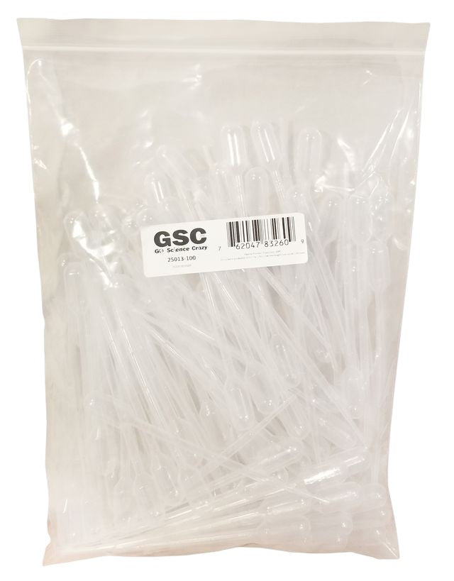 Pipette Disposable Transfer 3ml volume, graduated by 1/4ml up to 1ml LDPE. Pack 100.