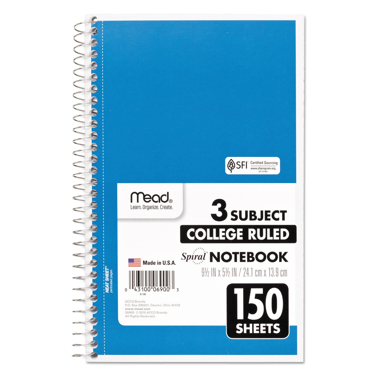 150 Sheets - Spiral - College Ruled Front Ruling - 5 1/2" x 9" Sheet Size - Assorted Paper - Heavyweight Cover - Back Board - 1 Each