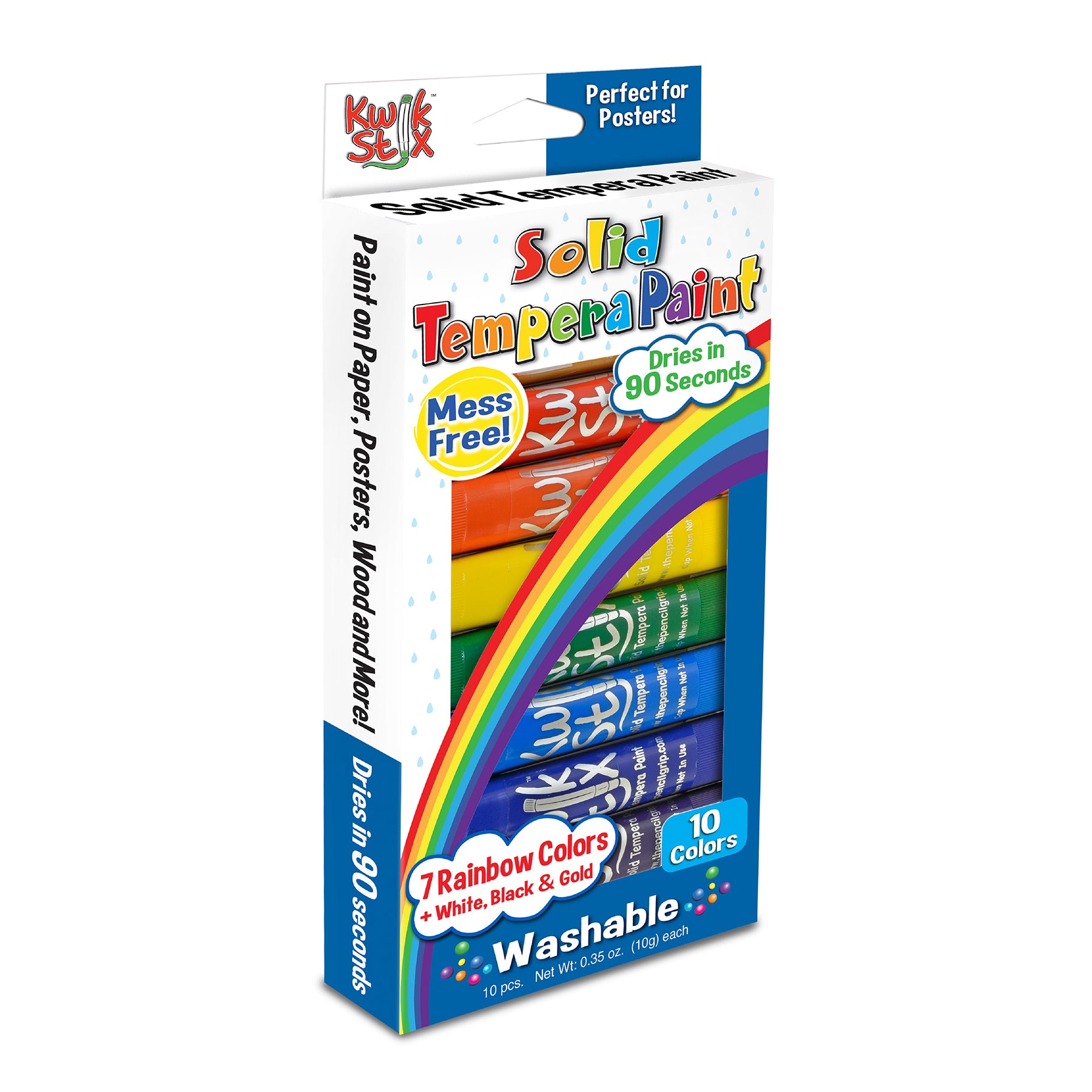 Tempera Paint Sticks, Rainbow Colors, Pack of 10
