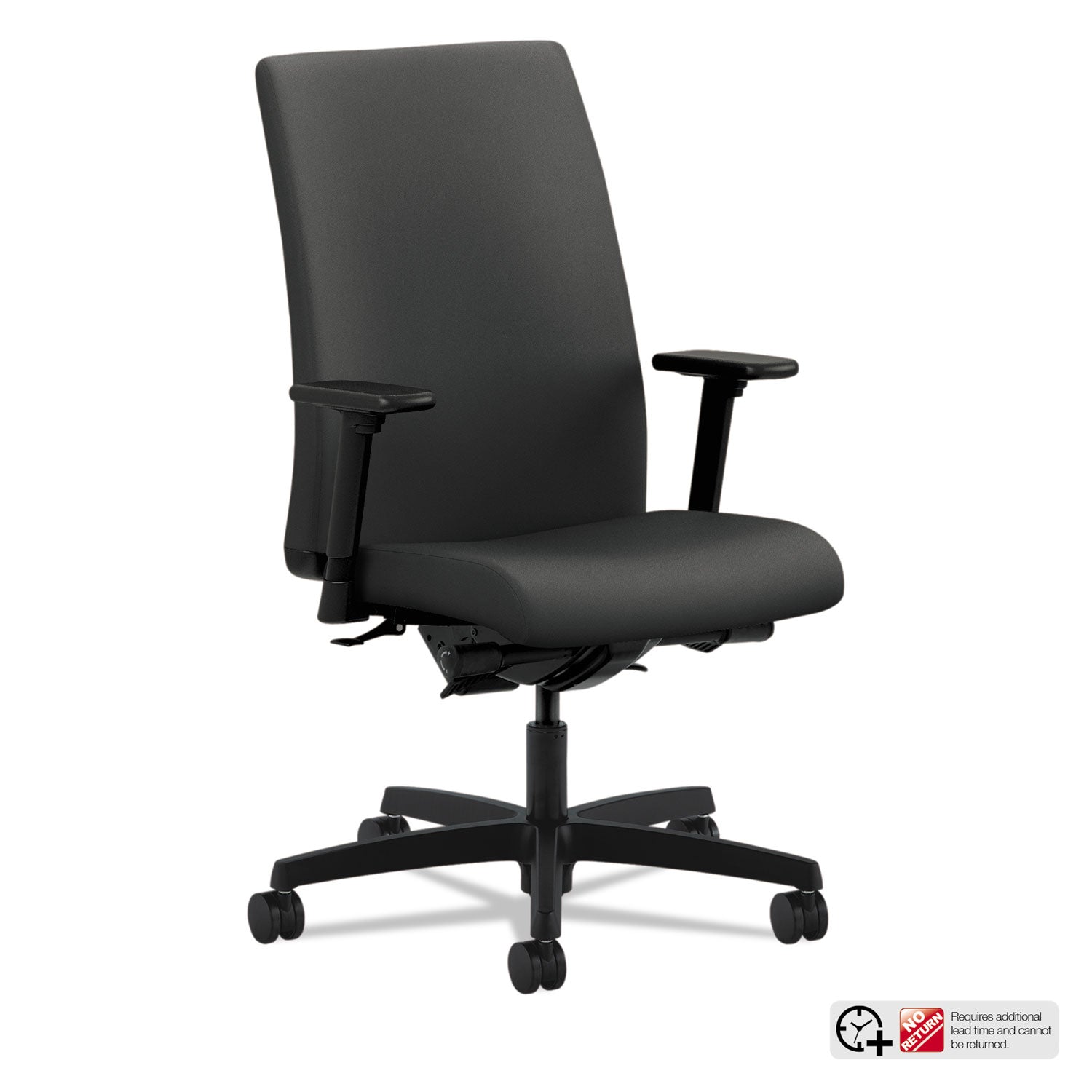 HON Ignition Mid-Back Task Chair, Iron Ore Fabric, Black Frame, Adjustable Arms, 5-Star Base, 1 Each