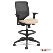 HON Solve Sitting Stool - Fabric Seat Material - Black Back Color - Mesh Back Material - Black Frame Color - Mid Back - 5-star Base - Putty - 1 Each