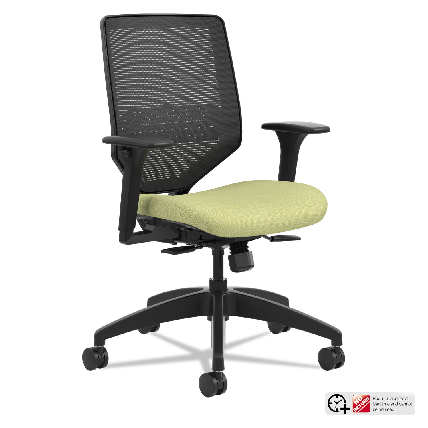 HON Solve Chair, Mid Back, Mesh Back, Fabric Seat, Black Frame, Meadow, 1 Each