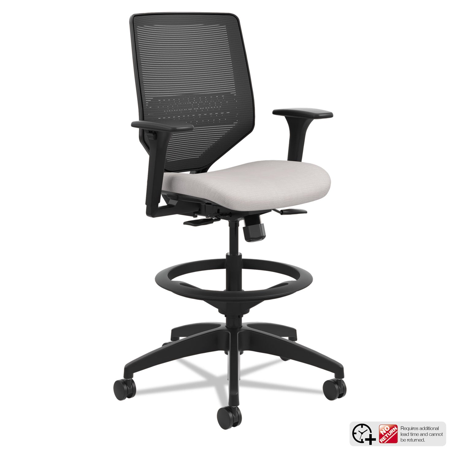 HON Solve Sitting Stool - Fabric Seat Material - Black Back Color - Mesh Back Material - Black Frame Color - Mid Back - 5-star Base - Sterling - 1 Each