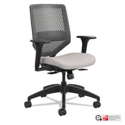 HON Solve Chair - Fabric Seat Material - Charcoal Back Color - Black Frame Color - Mid Back - Sterling - 1 Each