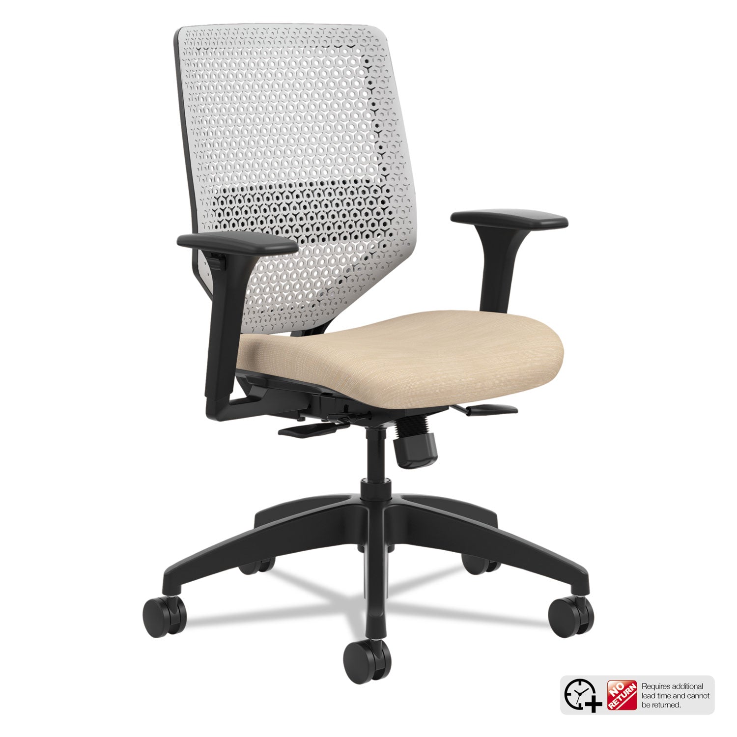 HON Solve Chair - Fabric Seat Material - Titanium Back Color - Black Frame Color - Mid Back - Putty - 1 Each
