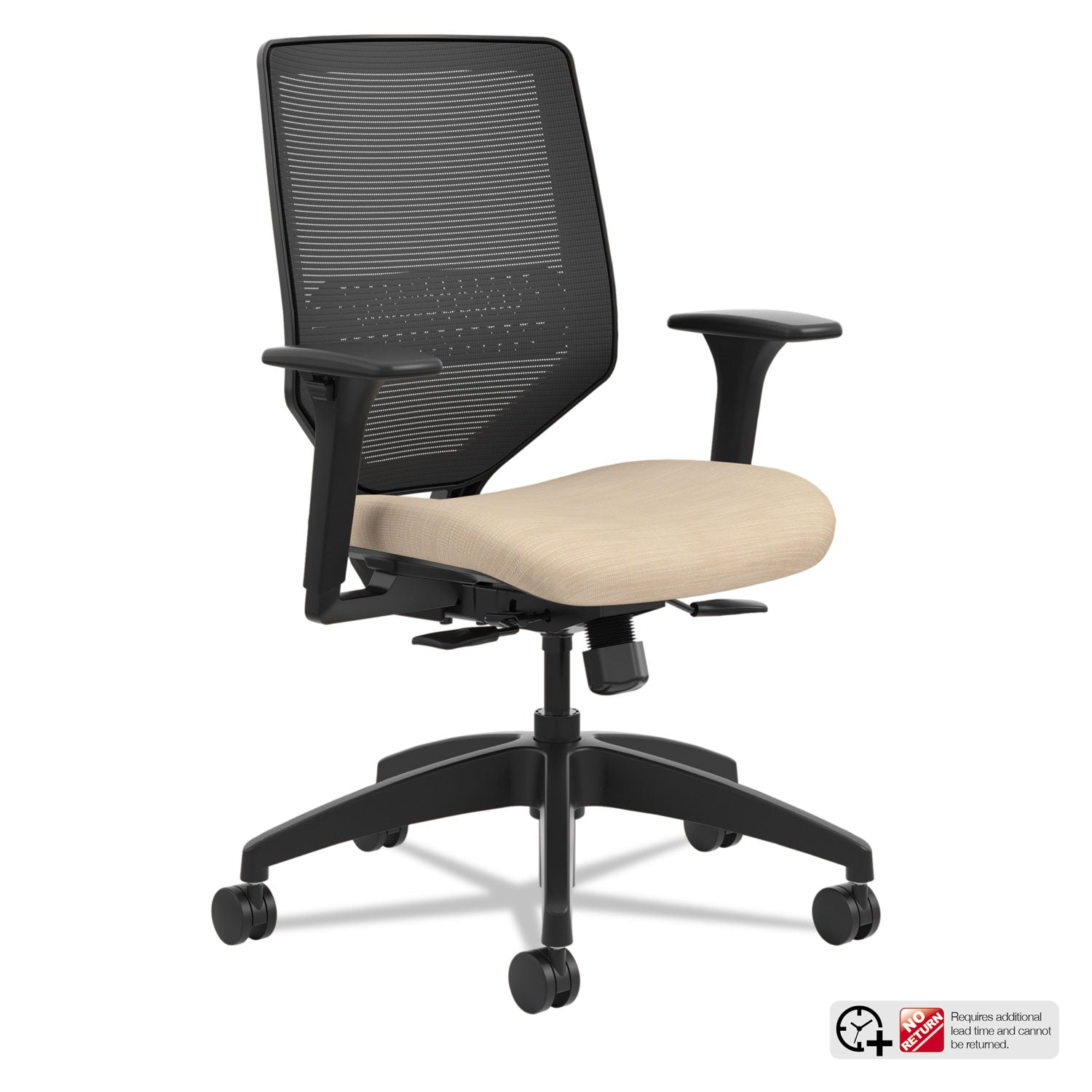 HON Solve Chair - Fabric Seat Material - Black Back Color - Mesh Back Material - Black Frame Color - Mid Back - Putty - 1 Each