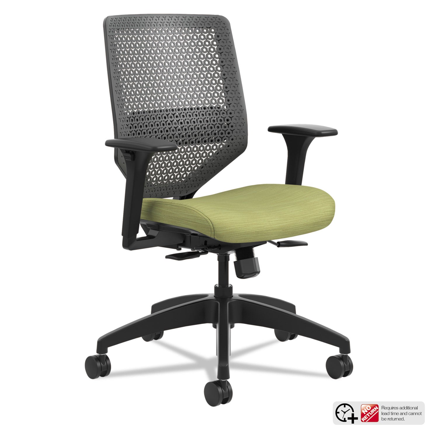 HON Solve Chair - Fabric Seat Material - Charcoal Back Color - Black Frame Color - Mid Back - Meadow - 1 Each