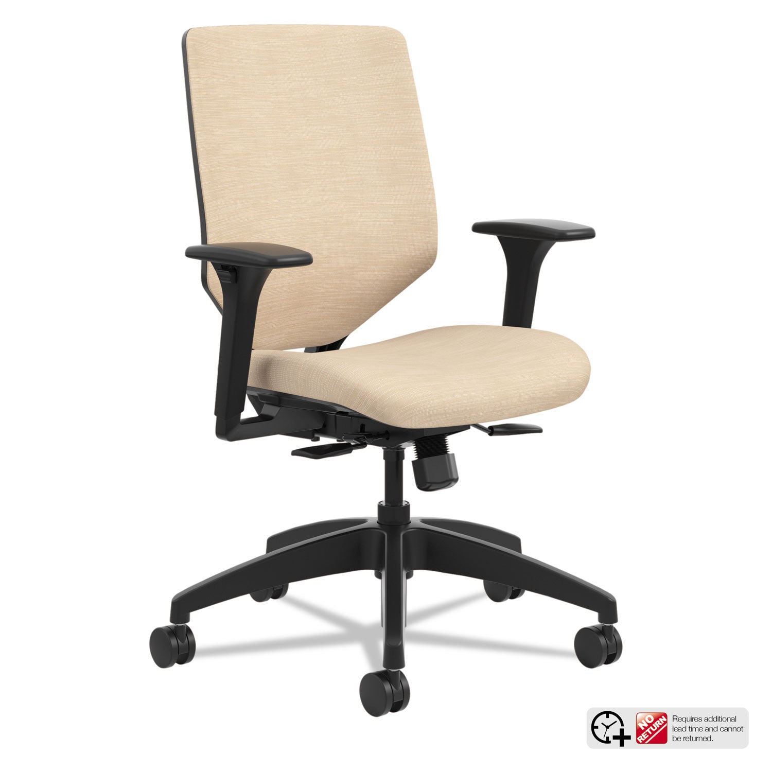 HON Solve Chair - Fabric Seat Material - Charcoal Back Color - Fabric Back Material - Black Frame Color - Mid Back - Putty - 1 Each
