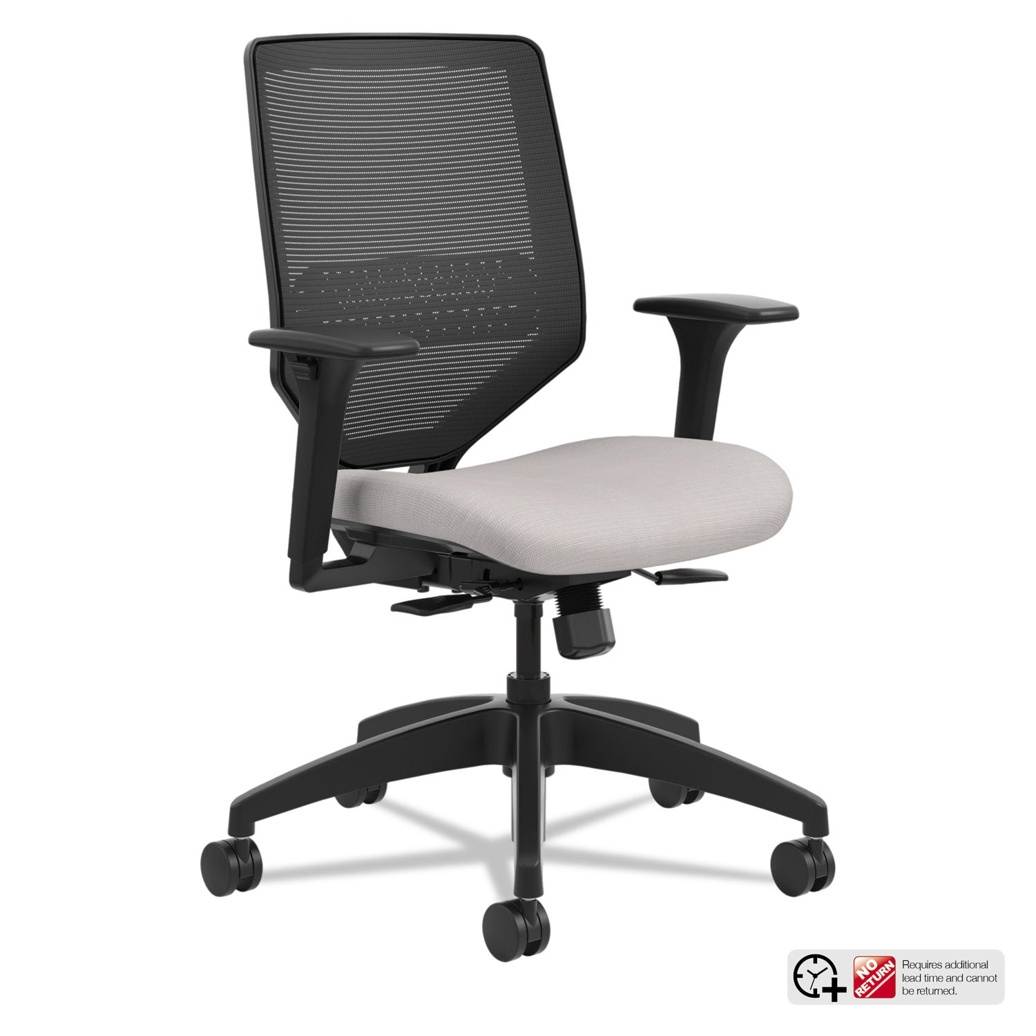 HON Solve Chair - Fabric Seat Material - Black Back Color - Mesh Back Material - Black Frame Color - Mid Back - Sterling - 1 Each