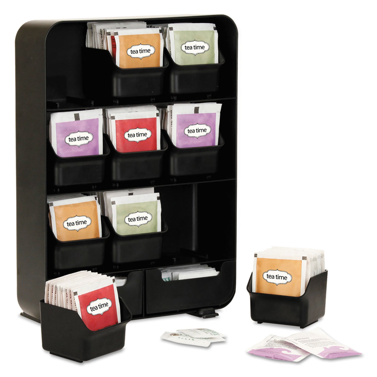 135 x Tea Bag - 9 Drawer(s) - Black - Plastic, Rubber - 1 Each