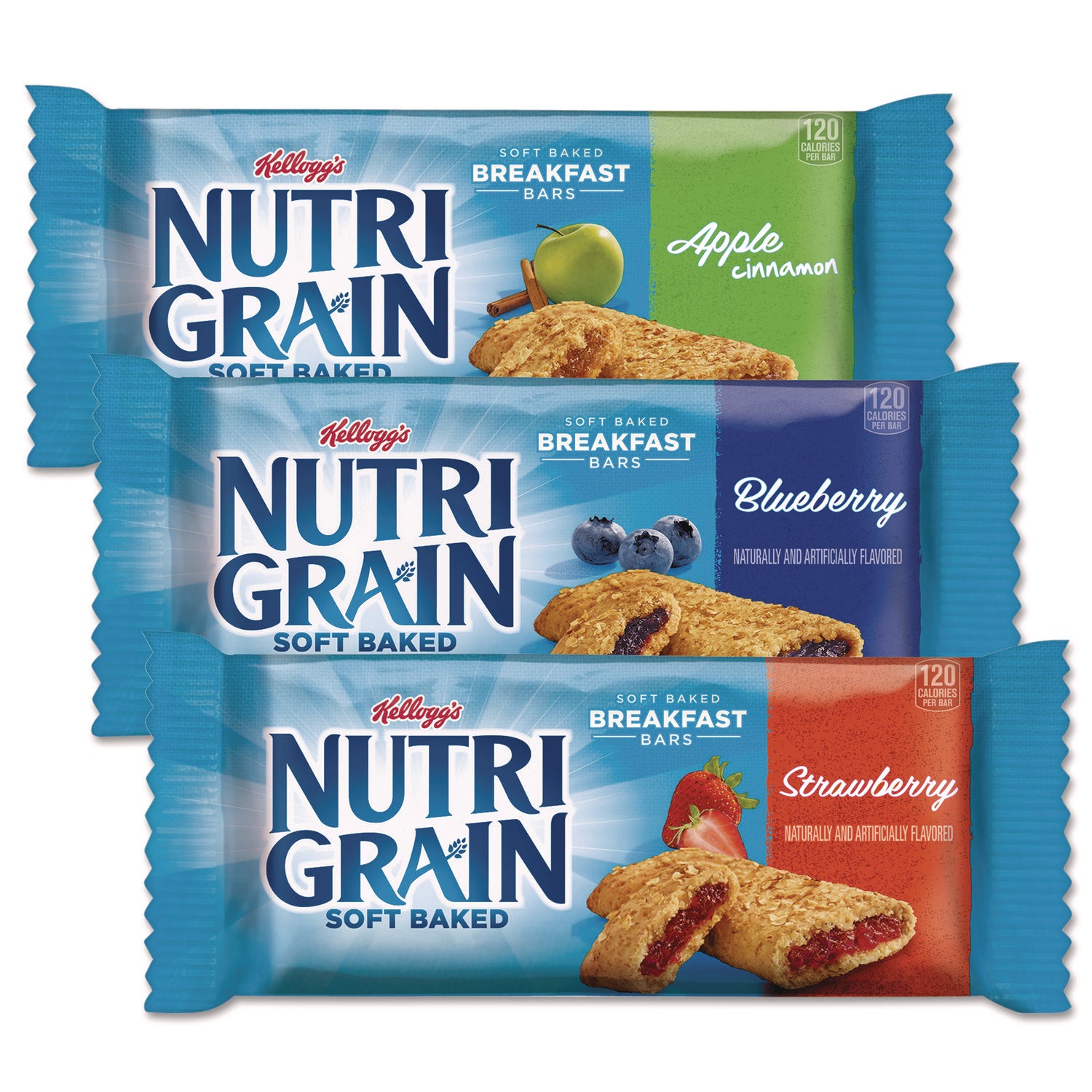 Individually Wrapped - Apple Cinnamon, Strawberry, Blueberry - 1.30 oz - 16/Box - 3 / Carton