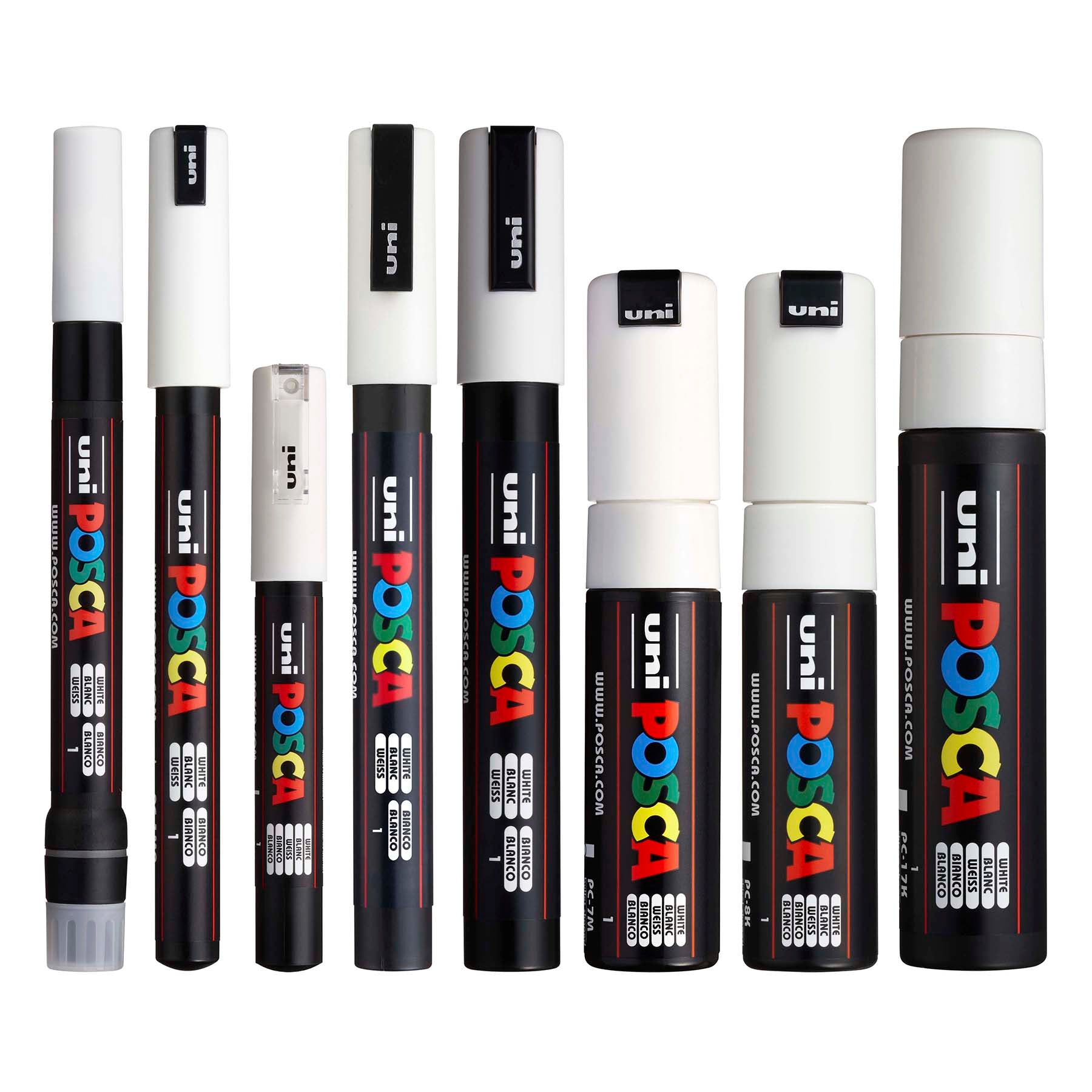 uni® POSCA PC-MIX Water-Based Paint Markers, Assorted White Tips, 8 Pack