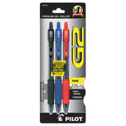 G2 Premium Gel Ink Retractable Pens - 0.7 mm Fine Pen Point - Refillable - Retractable - Black, Blue, Red Ink - Gel-based - Black, Blue, Red Barrel - 3 / Pack