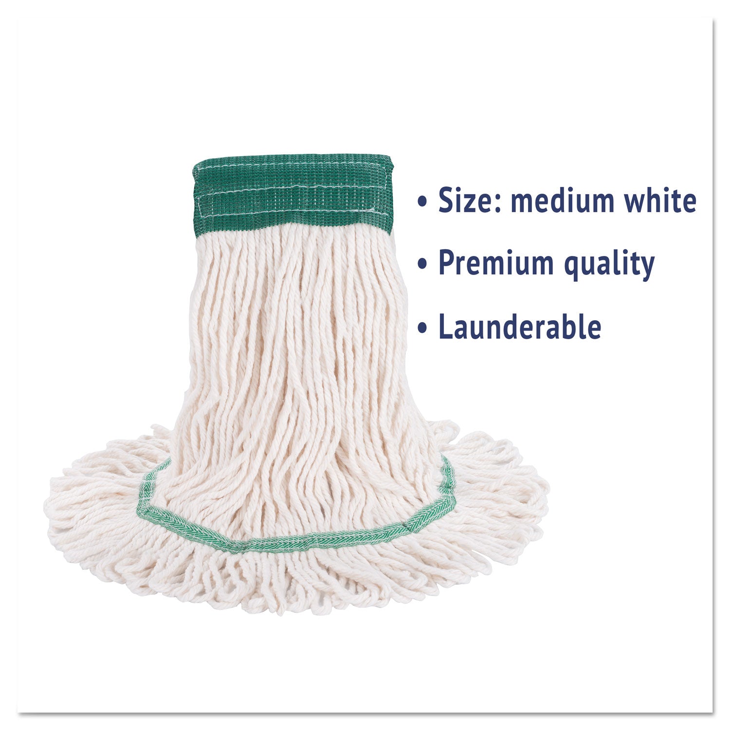 Super Loop Wet Mop Head, Cotton/synthetic Fiber, 5" Headband, Medium Size, White