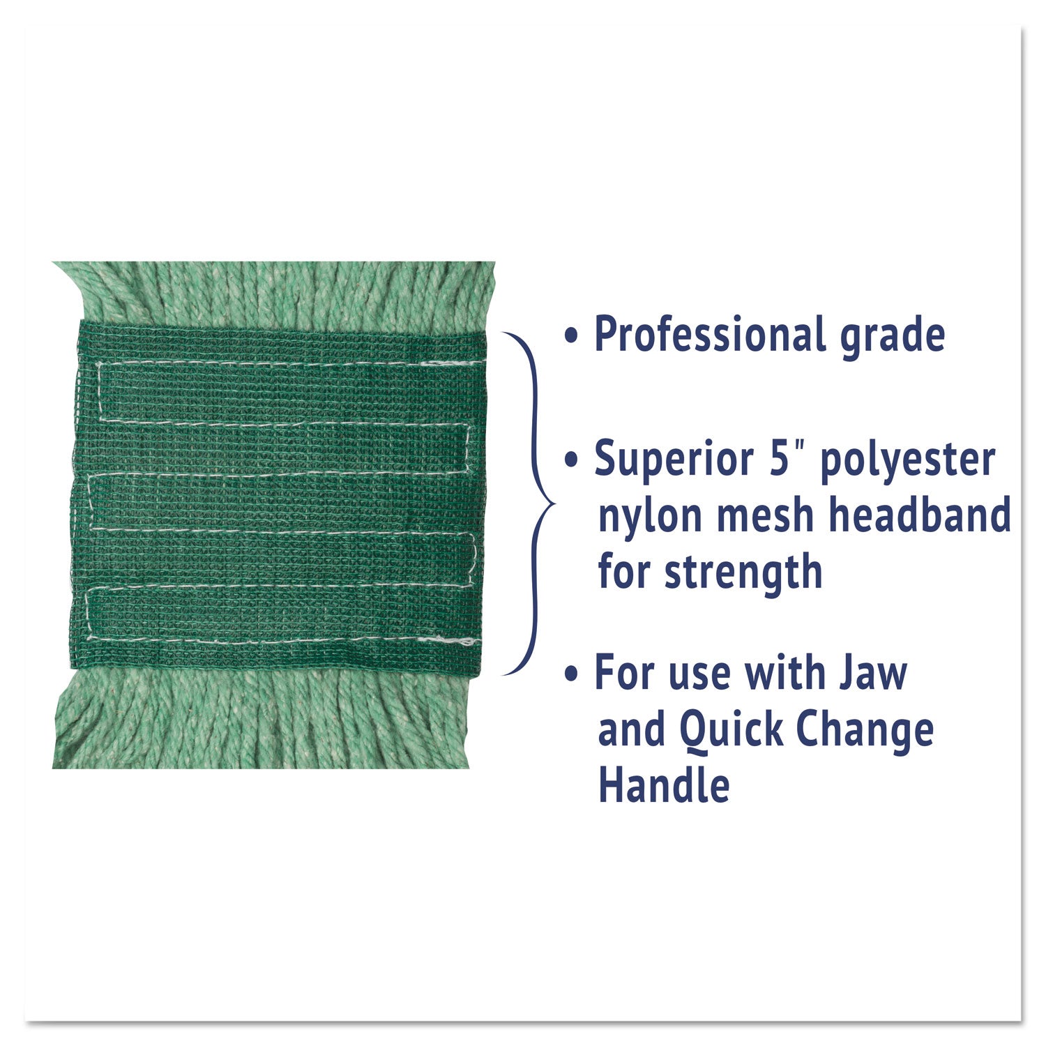 Super Loop Wet Mop Head, Cotton/synthetic Fiber, 5" Headband, Medium Size, Green, 12/carton