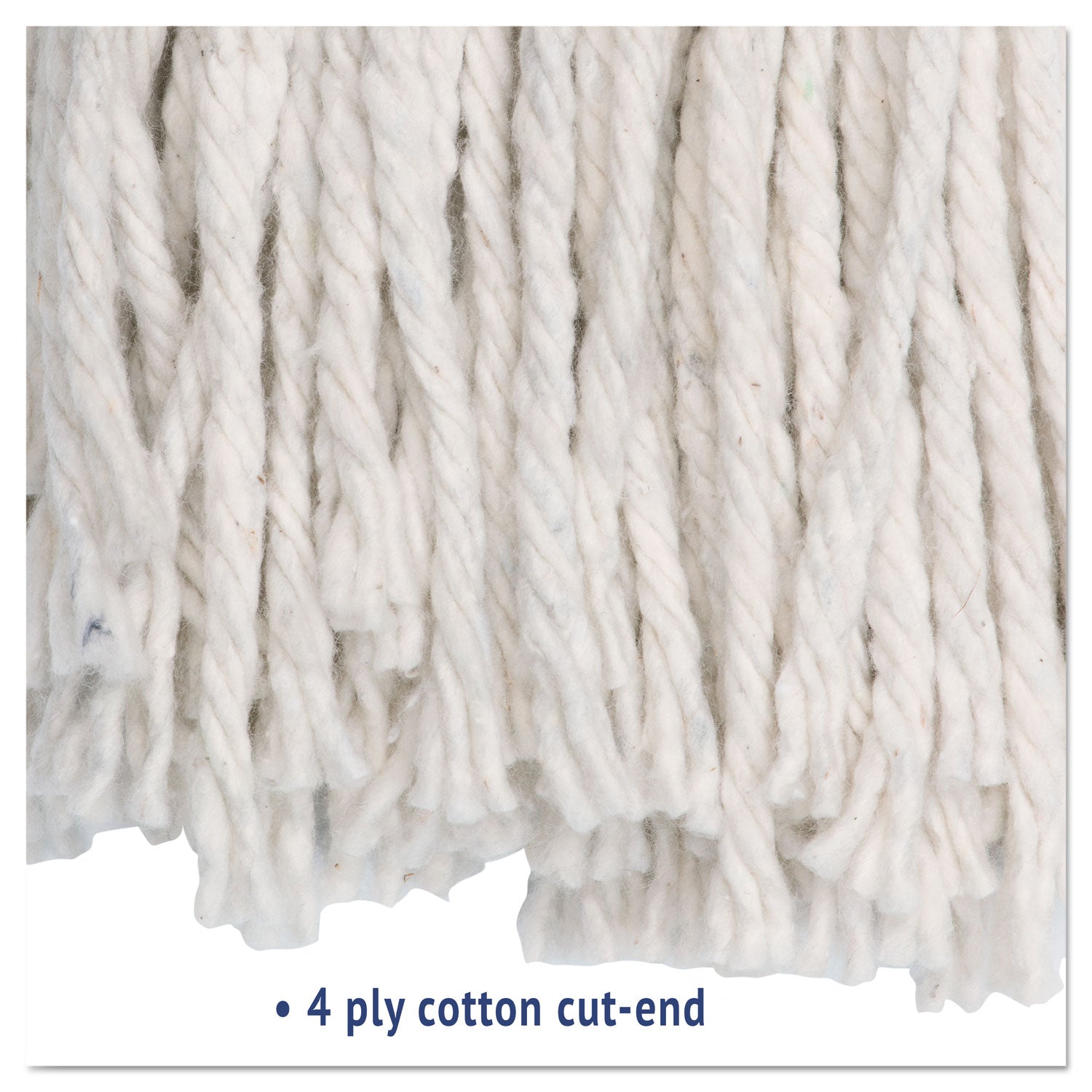 Premium Cut-End Wet Mop Heads, Cotton, 24oz, White, 12/carton