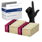 Safe-Touch Black Nitrile Exam Gloves, Medium, Black, Powder-Free - 100 pcs per Box/10 boxes per Case