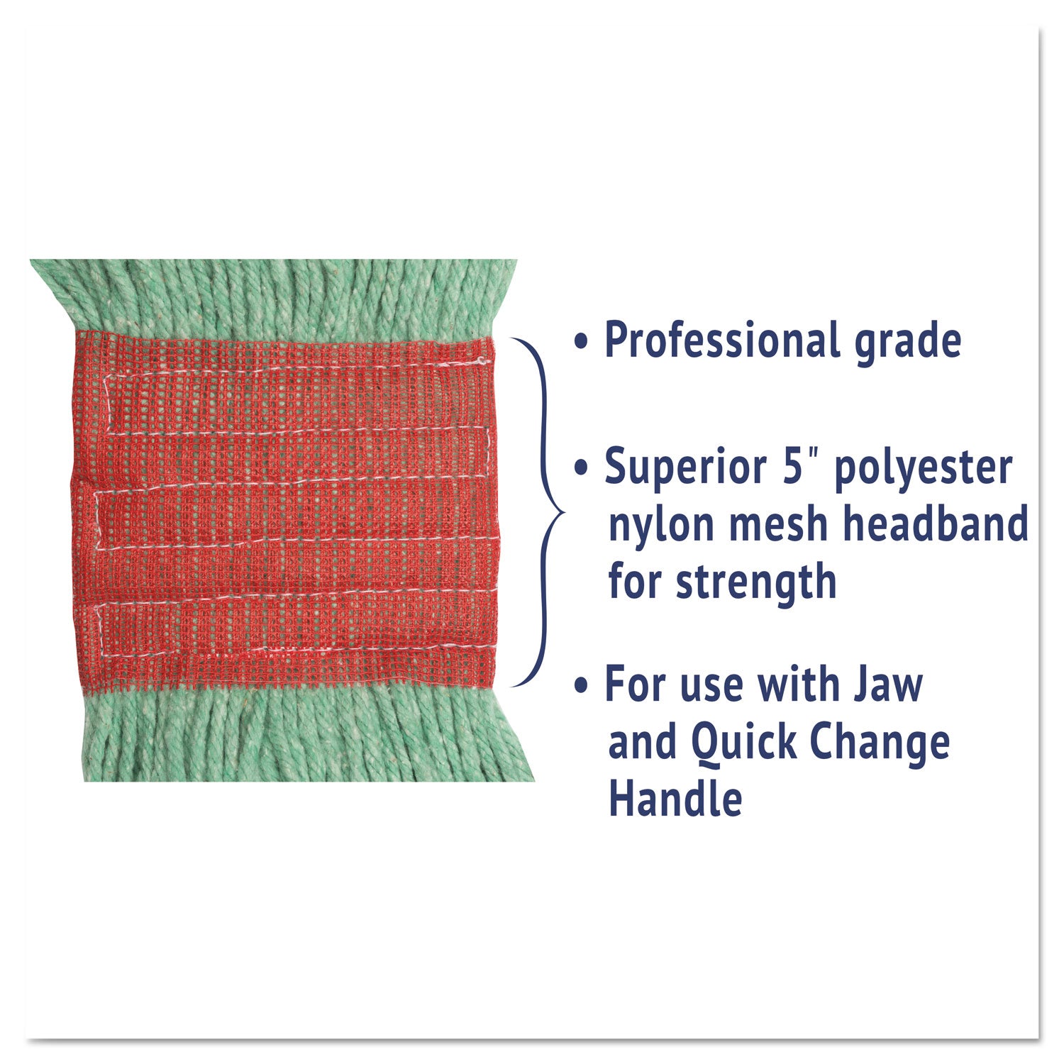Super Loop Wet Mop Head, Cotton/synthetic Fiber, 5" Headband, Large Size, Green, 12/carton