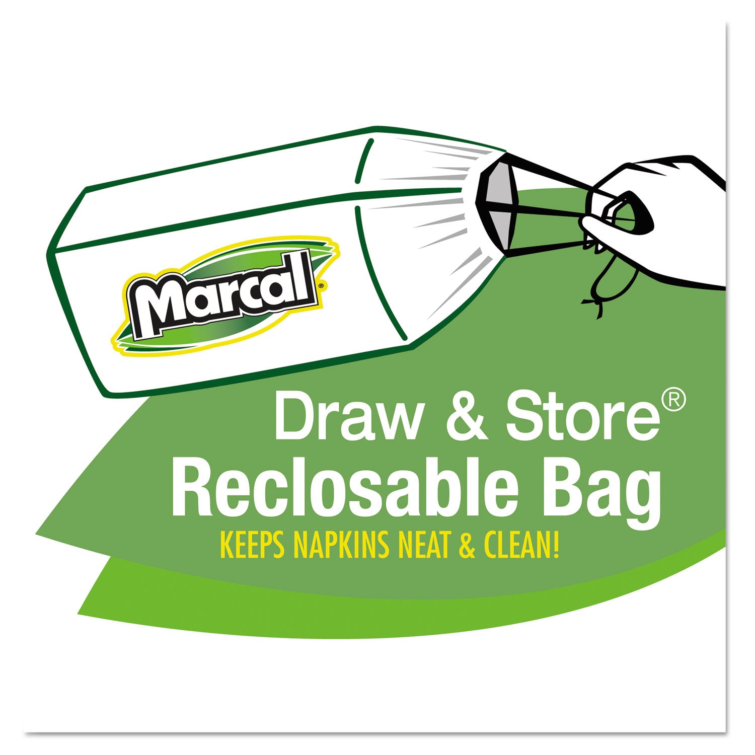 Marcal 100% Recycled Luncheon Napkins - 1 Ply - 12.50" Width x 11.40" Length - White - Paper - 400 / Pack