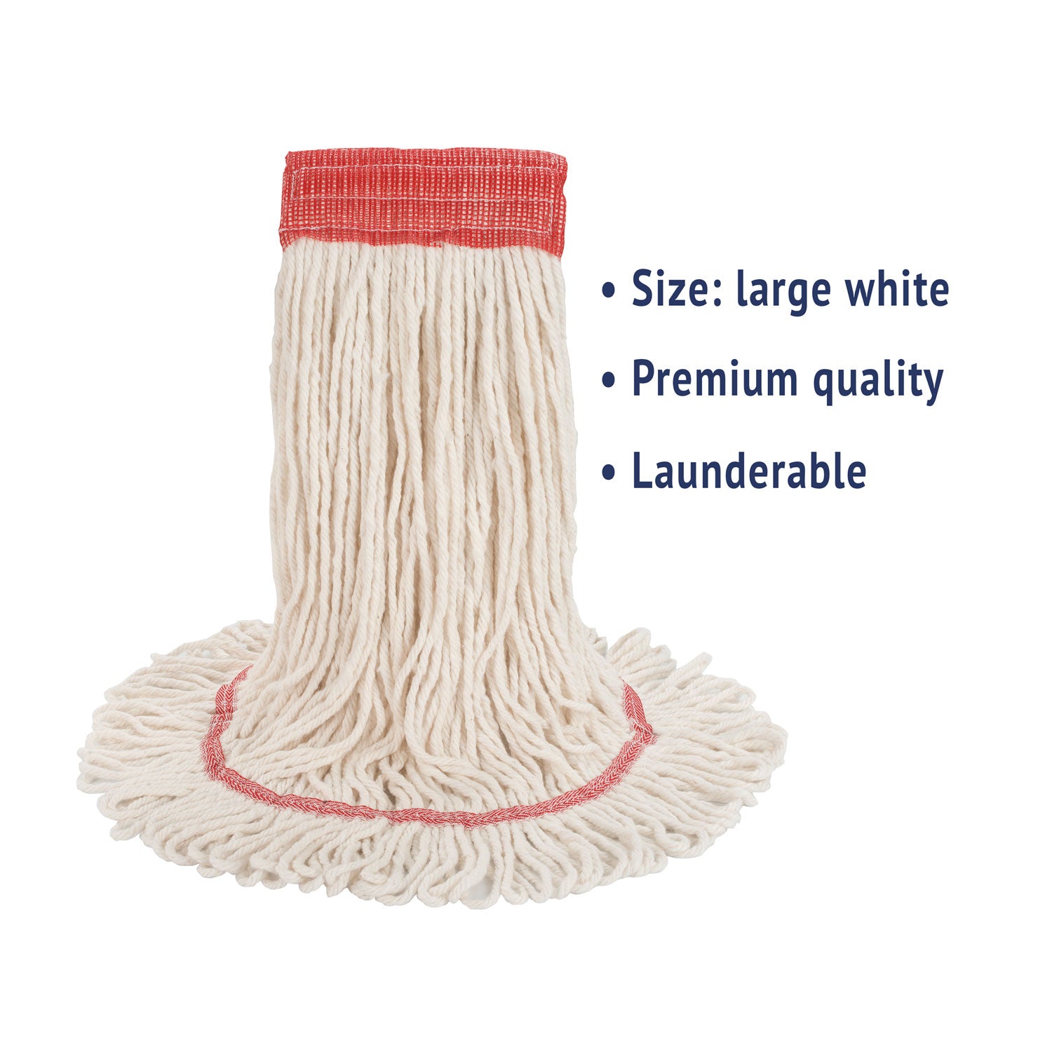Super Loop Wet Mop Head, Cotton/synthetic Fiber, 5" Headband, Large Size, White, 12/carton