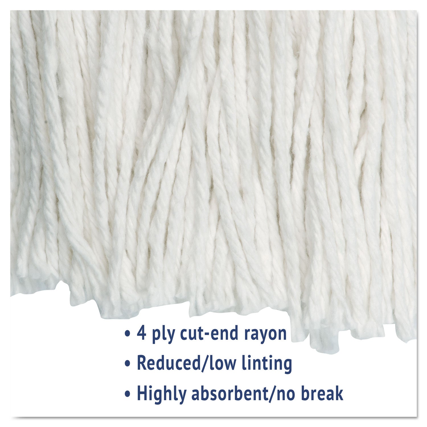 Cut-End Wet Mop Head, Rayon, No. 24, White