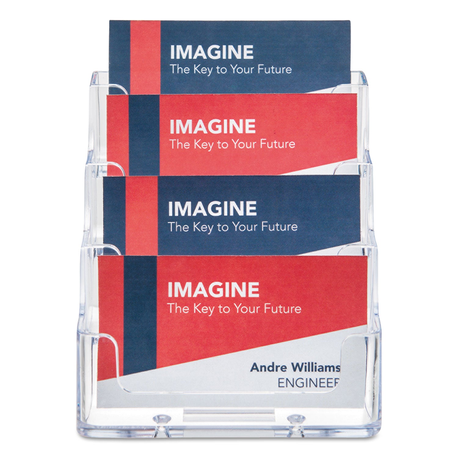 Deflecto Business Card Holder - 3.8" Height x 3.9" Width x 3.5" Depth - Acrylic - Clear - 1 Each