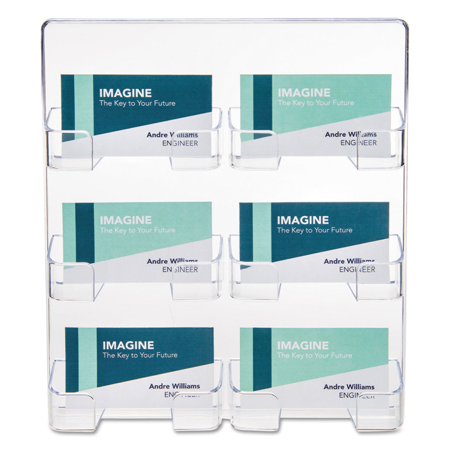 Deflecto Business Card Holder - 9.8" Height x 8.5" Width x 1.8" Depth - Acrylic - Clear - 1 Each