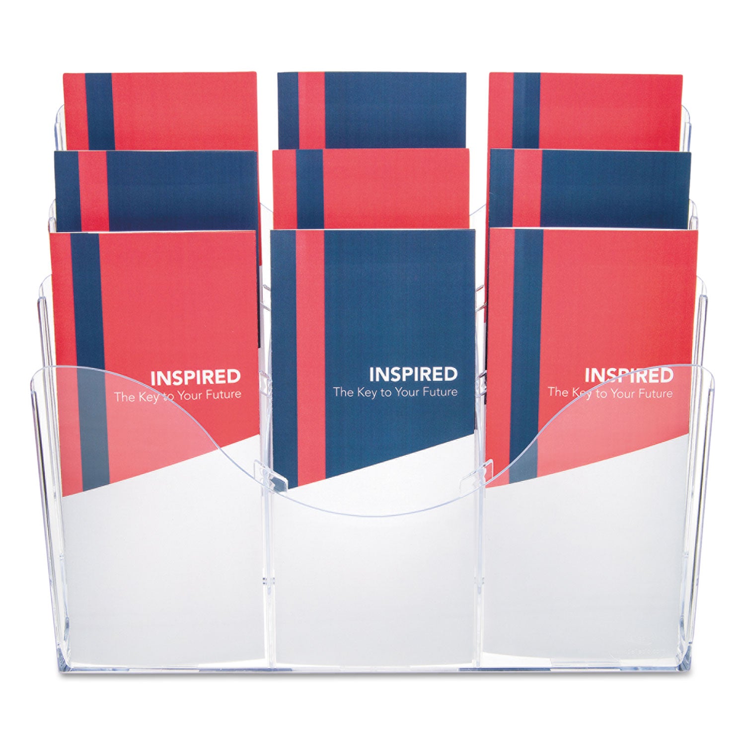9 Compartment(s) - 6 Divider(s) - 3 Tier(s) - 11.50" Height x 13.50" Width x 3.50" Depth - Desktop - Clear - 1 Each