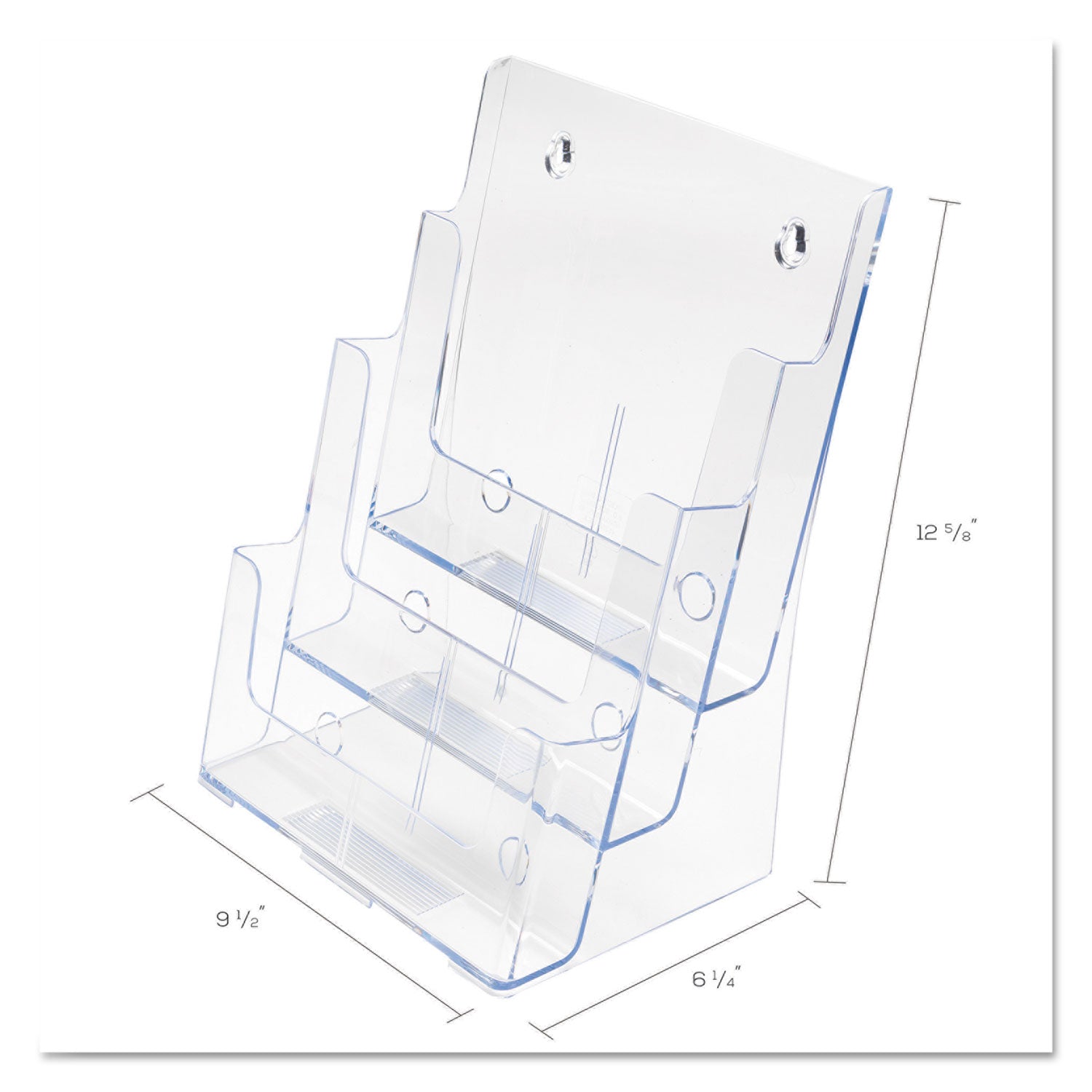 Deflecto Multi-Compartment DocuHolder - 3 Compartment(s) - 3 Tier(s) - 12.62" Height x 9.50" Width x 6.25" Depth - Desktop - Magazine Size - Clear - Plastic - 1 Each