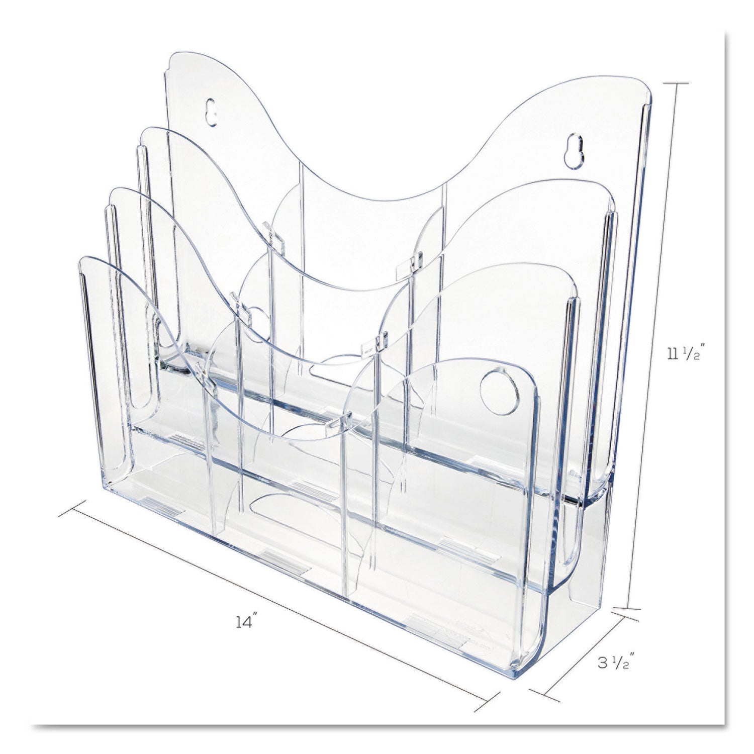 9 Compartment(s) - 6 Divider(s) - 3 Tier(s) - 11.50" Height x 13.50" Width x 3.50" Depth - Desktop - Clear - 1 Each