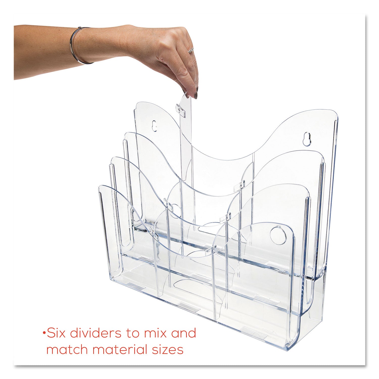 9 Compartment(s) - 6 Divider(s) - 3 Tier(s) - 11.50" Height x 13.50" Width x 3.50" Depth - Desktop - Clear - 1 Each